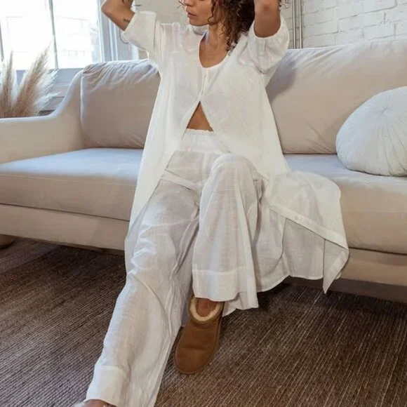 Anthropologie Layla Gauze Midi Maxi Dress Boho Coastal Oversized Peasant Tunic - Picture 14 of 14